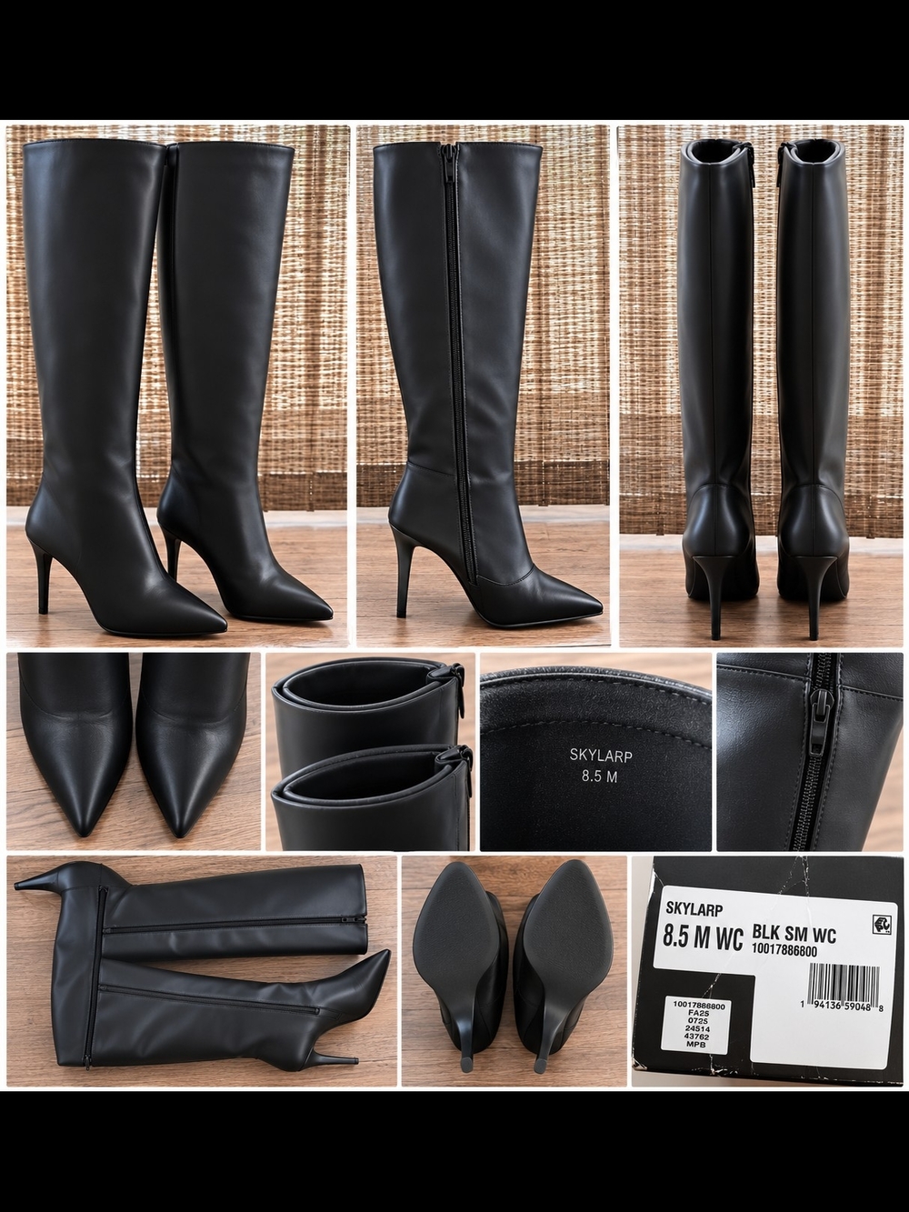 NIB INC Women's Black Knee-High Pointed-Toe Stiletto Boots